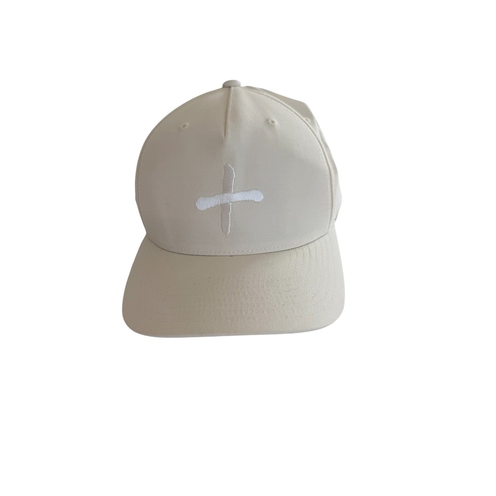 Asher Golf Flexfit 110 Snapback Hat Cream Off White Cross Logo 5 Panel Cap - Picture 1 of 4